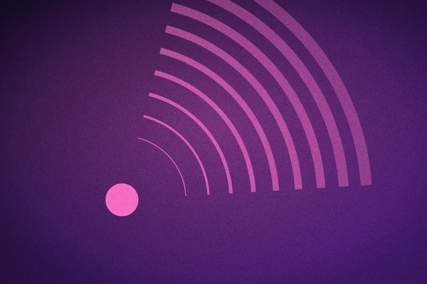 Magenta arcs sweeping across a violet ground from a low origin.