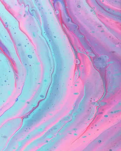 Pink and mint marbled pour