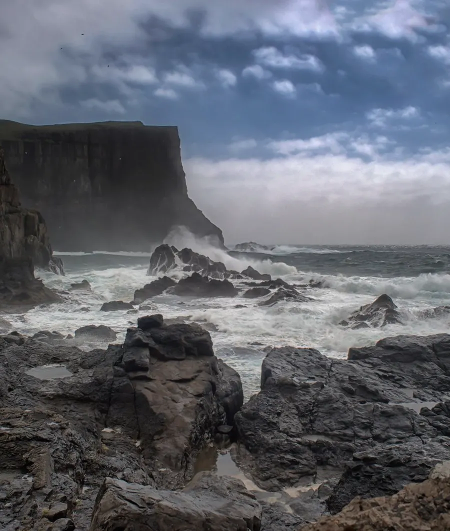 Sea cliffs in a storm