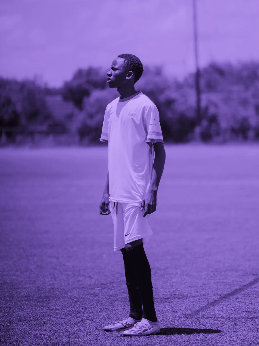 Ade Okonjo, Marsh End forward, on the pitch at The Kiln