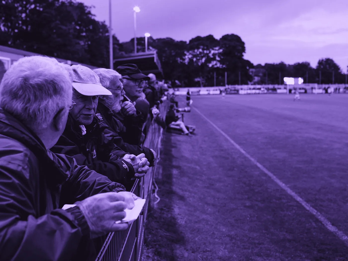 Supporters watching from the rail at The Kiln
