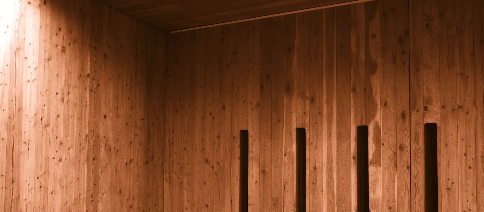 The timber-lined entrance corridor at the studio