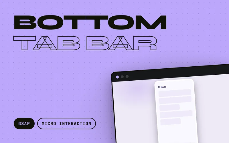 Bottom Tab Bar - Mobile app tab bar with an indicator that slides and stretches between tabs, an icon that springs up on selection, and a notification badge that pops
