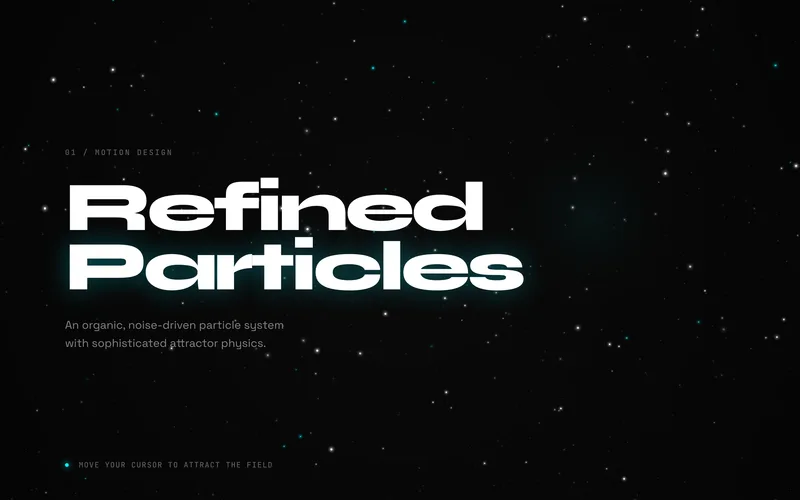 Canvas Particle Flow effect with particles drifting like embers toward the cursor