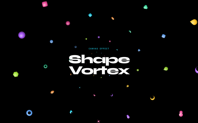 Canvas Shape Vortex - 3D gradient shapes spiraling through a canvas vortex tunnel with mouse interaction and depth-based scaling