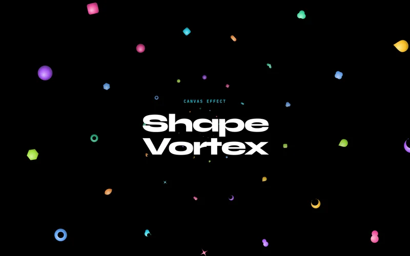 Canvas Shape Vortex effect with 3D gradient shapes spiralling through a tunnel