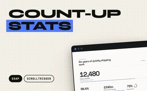 Count-Up Stats GSAP effect animated preview