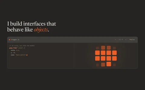 Developer Portfolio Template GSAP effect animated preview