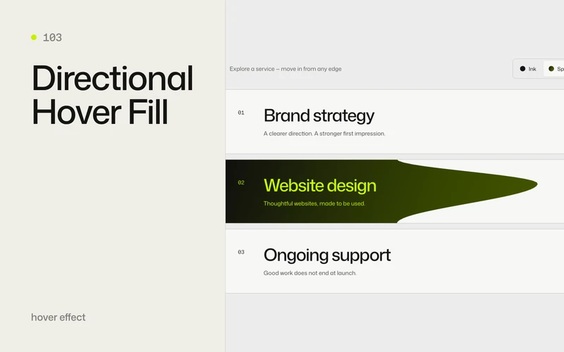 Directional Hover Fill with a curved ink edge crossing a service link