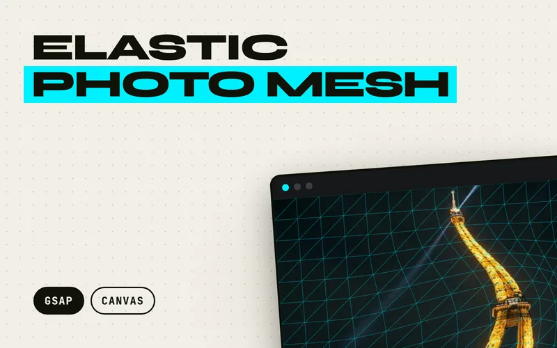 Elastic Photo Mesh - Interactive rubberized photo mesh: click, drag, or sweep across any image to stretch and warp the canvas texture with spring-mass physics, elastic tension, and gelatin reverberations