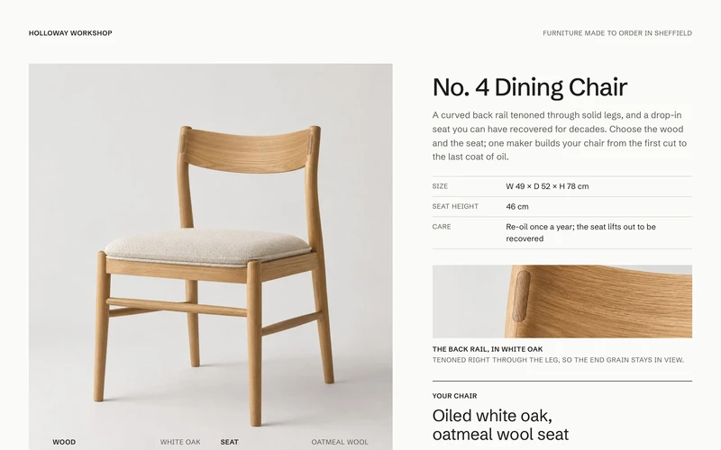 Finish Configurator - website section preview