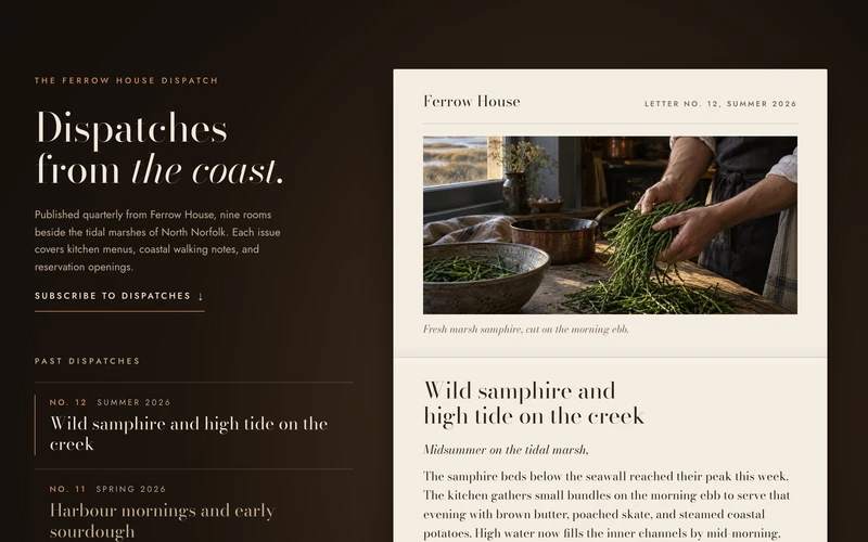 Folded Letter Signup - website section preview
