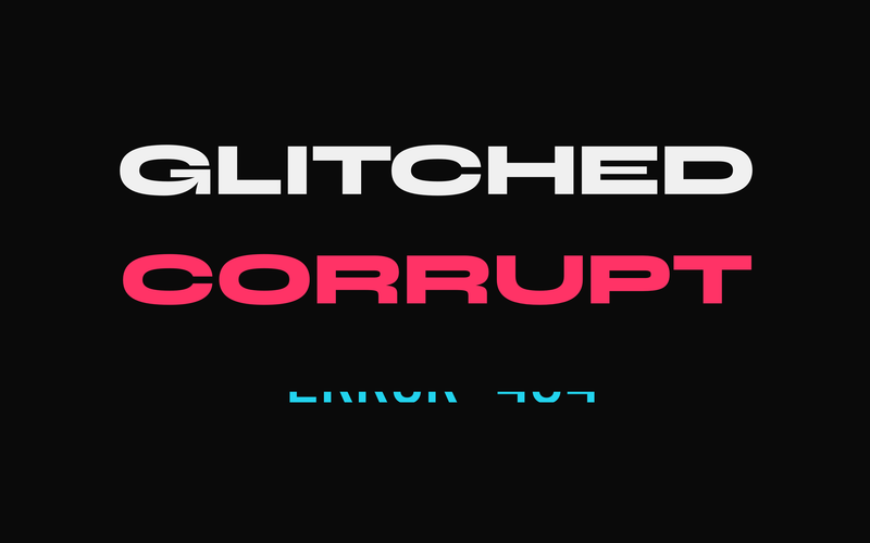 Glitch Text Effect - Digital glitch effect with displacement shift, RGB chromatic aberration, and scan line styles