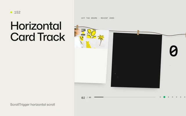 Horizontal Card Track - GSAP animation effect preview