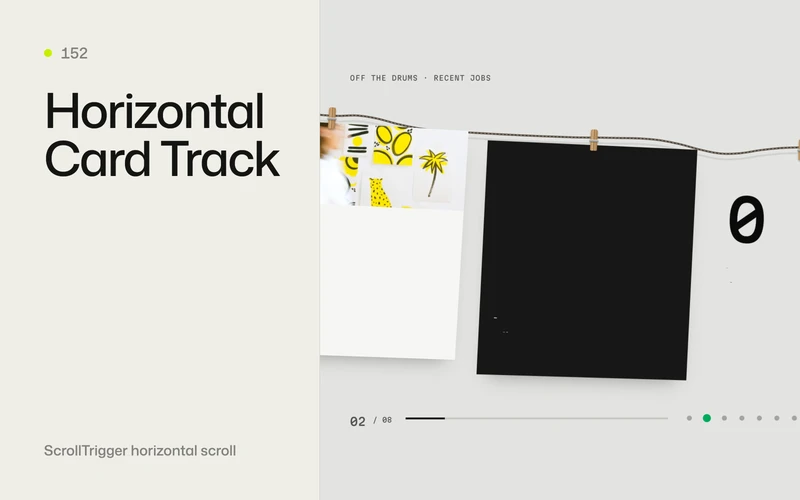 Horizontal Card Track - GSAP animation effect preview