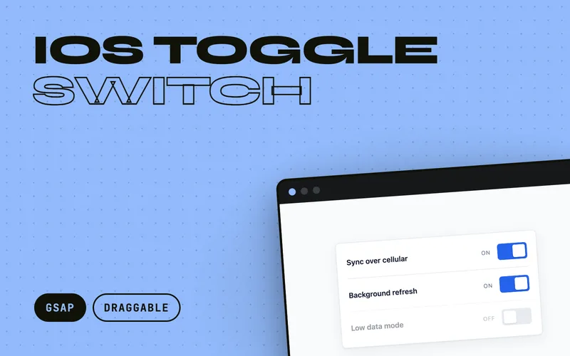 iOS Toggle Switch - Native checkbox toggle whose knob can be tapped or dragged, snaps to the nearer side, stretches while pressed and cross-fades the track colour