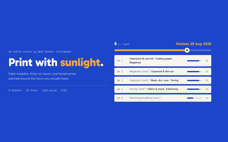 Online Course Template - A complete one-page site for selling a single online course, built around a draggable pace planner: set your hours per week and watch the curriculum re-pack itself into real weeks with a live finish date