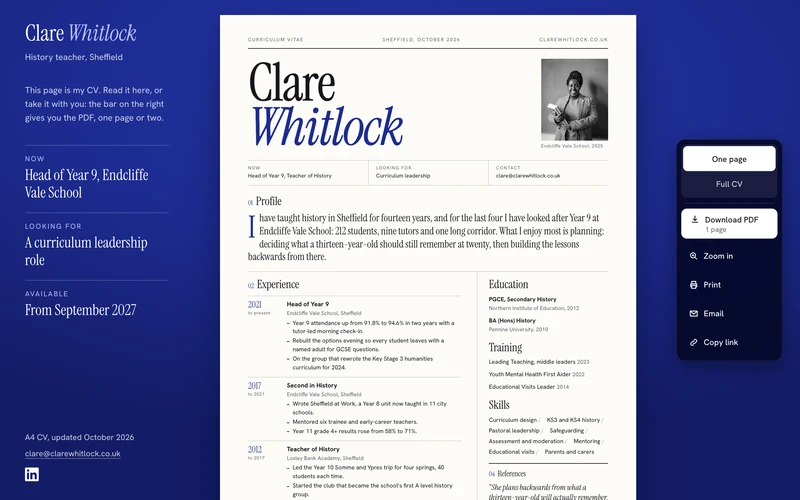 Online CV - website template preview