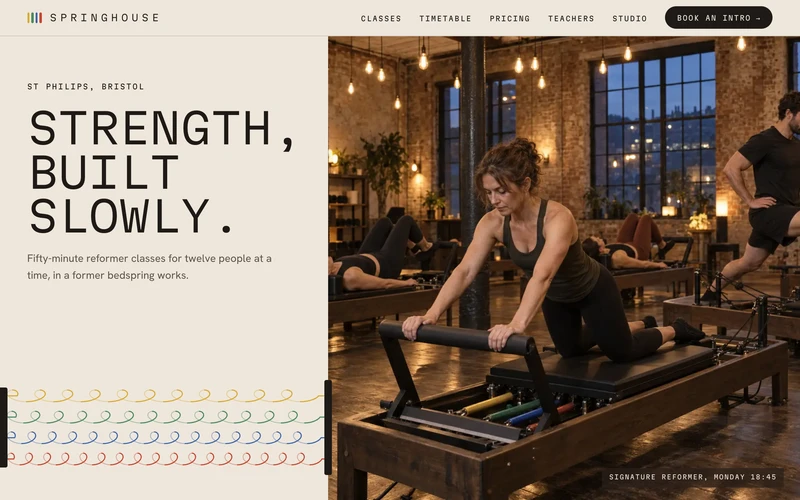 Pilates Studio - A seven-page pilates studio website template for reformer, yoga, barre and dance studios and boutique fitness