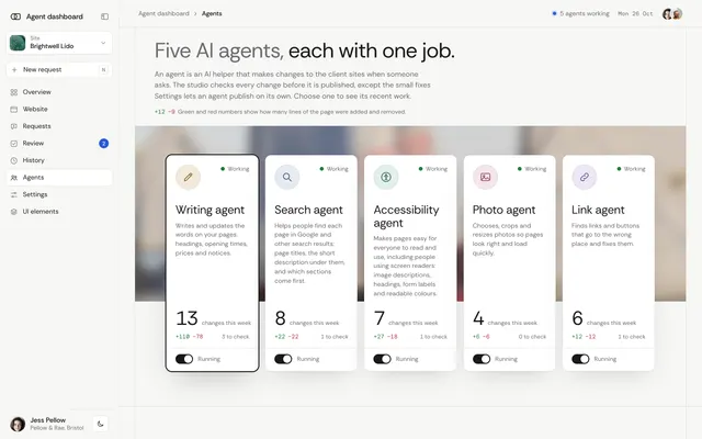 Agents page of the AI Agent Dashboard template