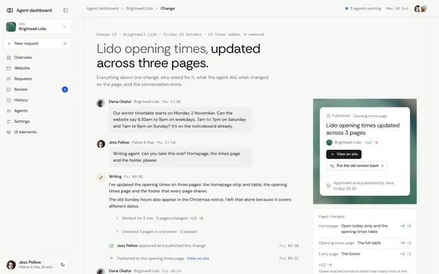 Change page of the AI Agent Dashboard template