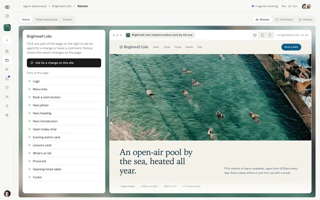 Website page of the AI Agent Dashboard template