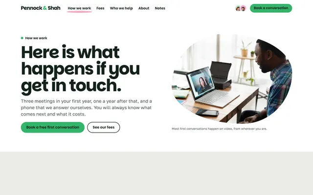 How we work page of the Financial Advisor Template template
