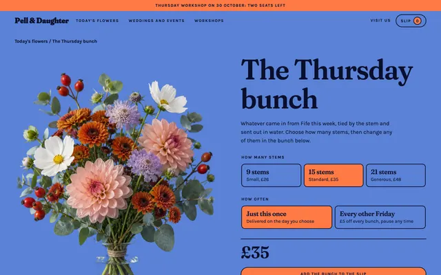 The Thursday bunch page of the Florist template