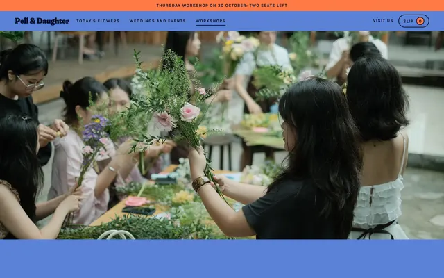 Workshops page of the Florist template