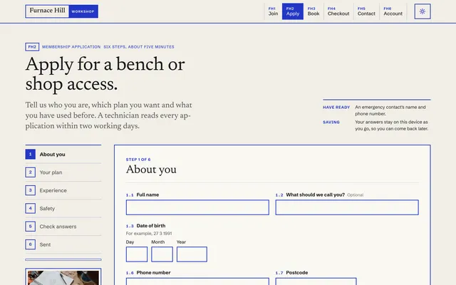 Fh2 page of the Multi-Step Form template