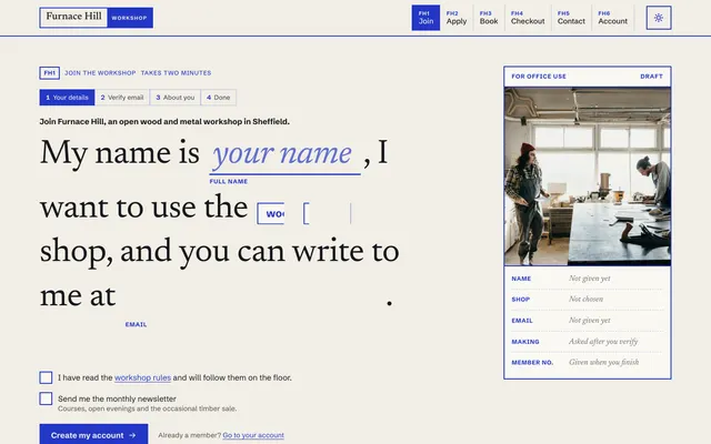 Home page of the Multi-Step Form template