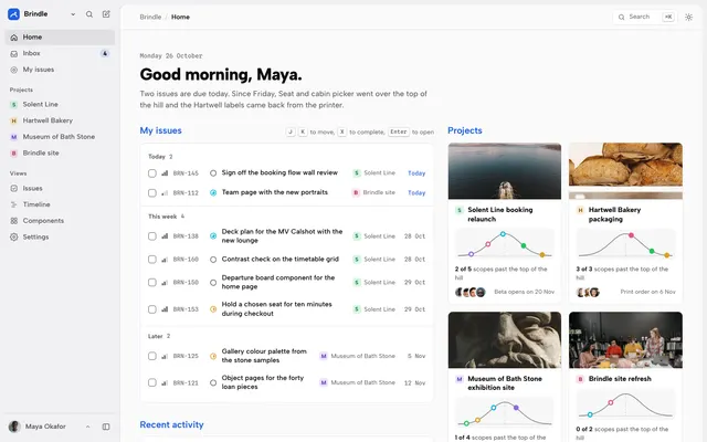 Home page of the Project Management Dashboard template