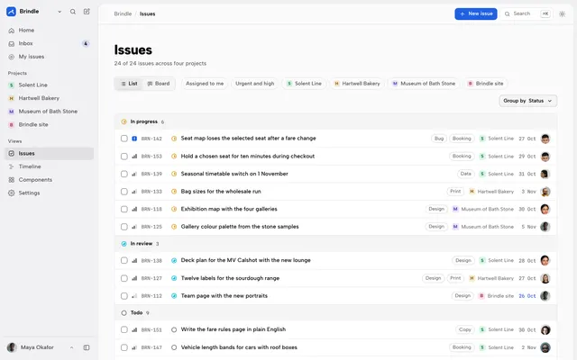 Issues page of the Project Management Dashboard template