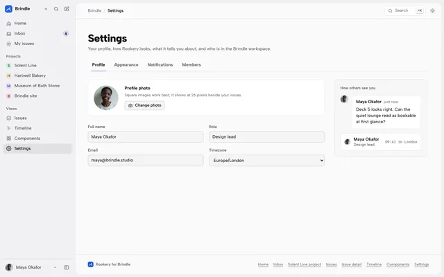 Settings page of the Project Management Dashboard template