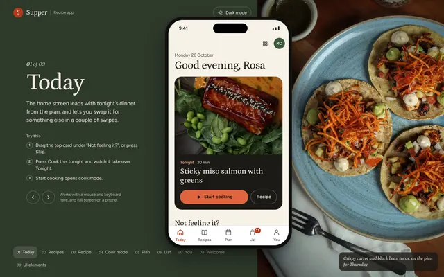 Home page of the Recipe App template