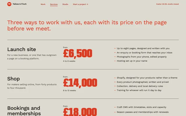 Services page of the Web Design Agency Template template