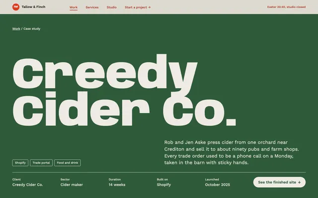 02cider., Creedy Cider Co. page of the Web Design Agency Template template