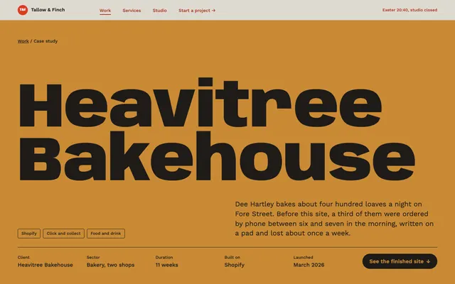 01bread., Heavitree Bakehouse page of the Web Design Agency Template template