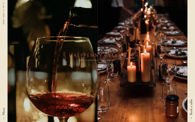 Home page of the Wine Bar template