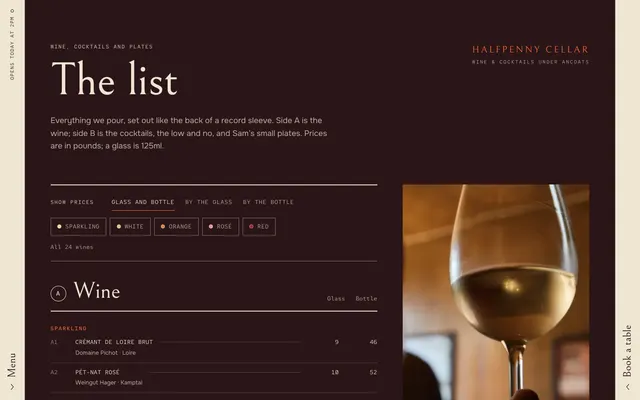 02The list page of the Wine Bar template