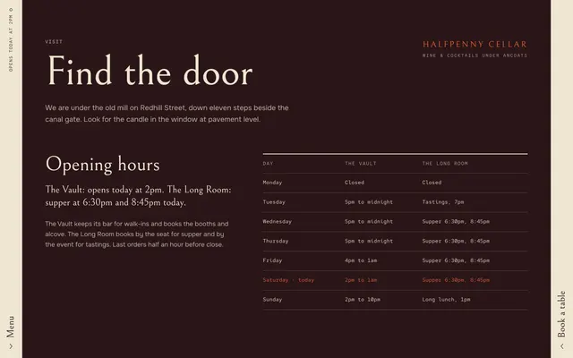 06Visit page of the Wine Bar template