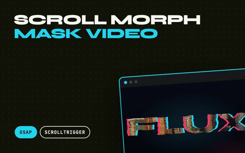 Scroll Morph Mask Video - A looping video that never stops playing, seen through a vector mask that scroll morphs from a mark into the letterforms of a word, then zooms through the X to full bleed
