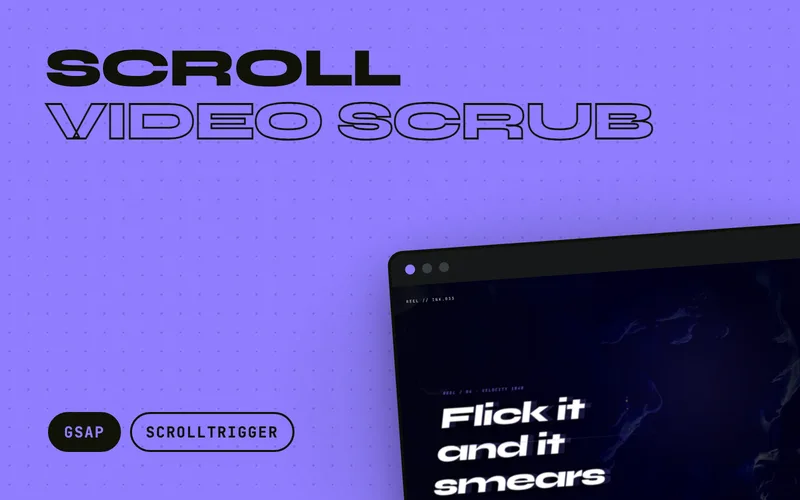Scroll Video Scrub - Scroll drives a real video's playhead frame-by-frame while a horizontal track of chapters pans across the pinned footage
