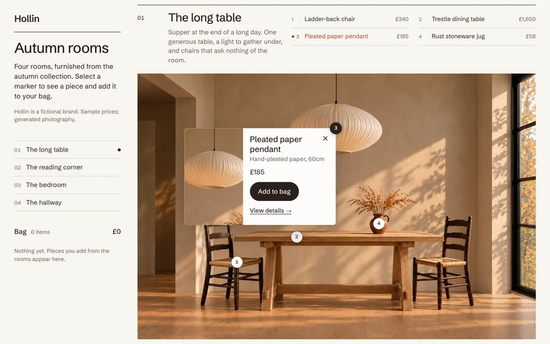 Shoppable Lookbook - website section preview