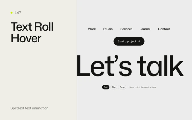 Text Roll Hover - GSAP animation effect preview