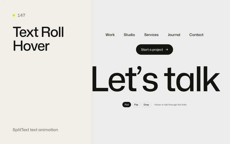 Text Roll Hover - GSAP animation effect preview